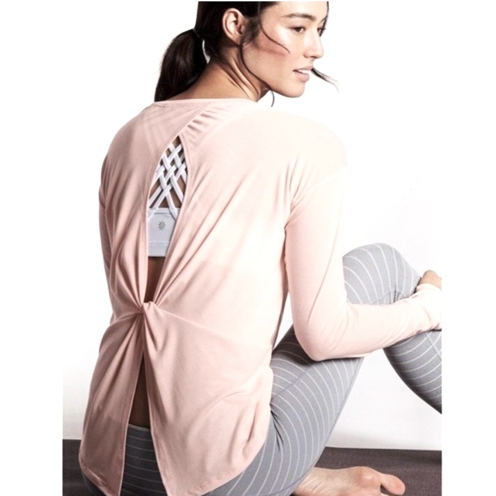 Athleta Essence twist back long sleeve top pink Medium